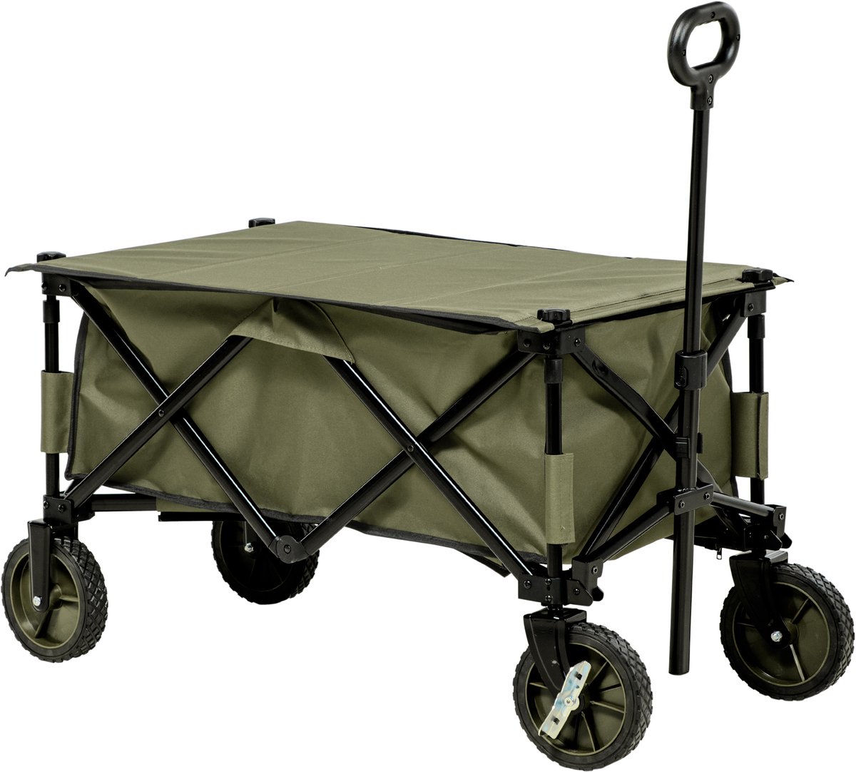 Killogood Opvouwbare bolderkar - 5 zijvakken - verstelbare handgreep - tot 120 kg belastbaar - staal - 108 x 55 x 93 cm - groen