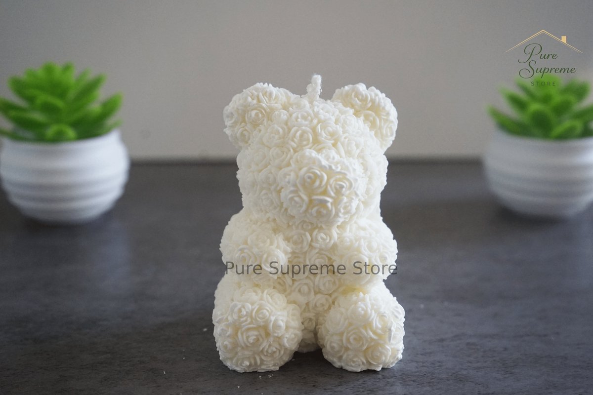Decoratie kaars T' Beertje wit | Handgemaakt