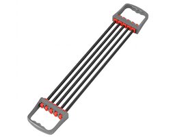 Zwart weerstandsband borst expander fitness trainer met 5 elastische tubes – verstelbare fitness weerstand band met handgrepen – workout hulpmiddel voor krachttraining, spiertraining en thuis fitness