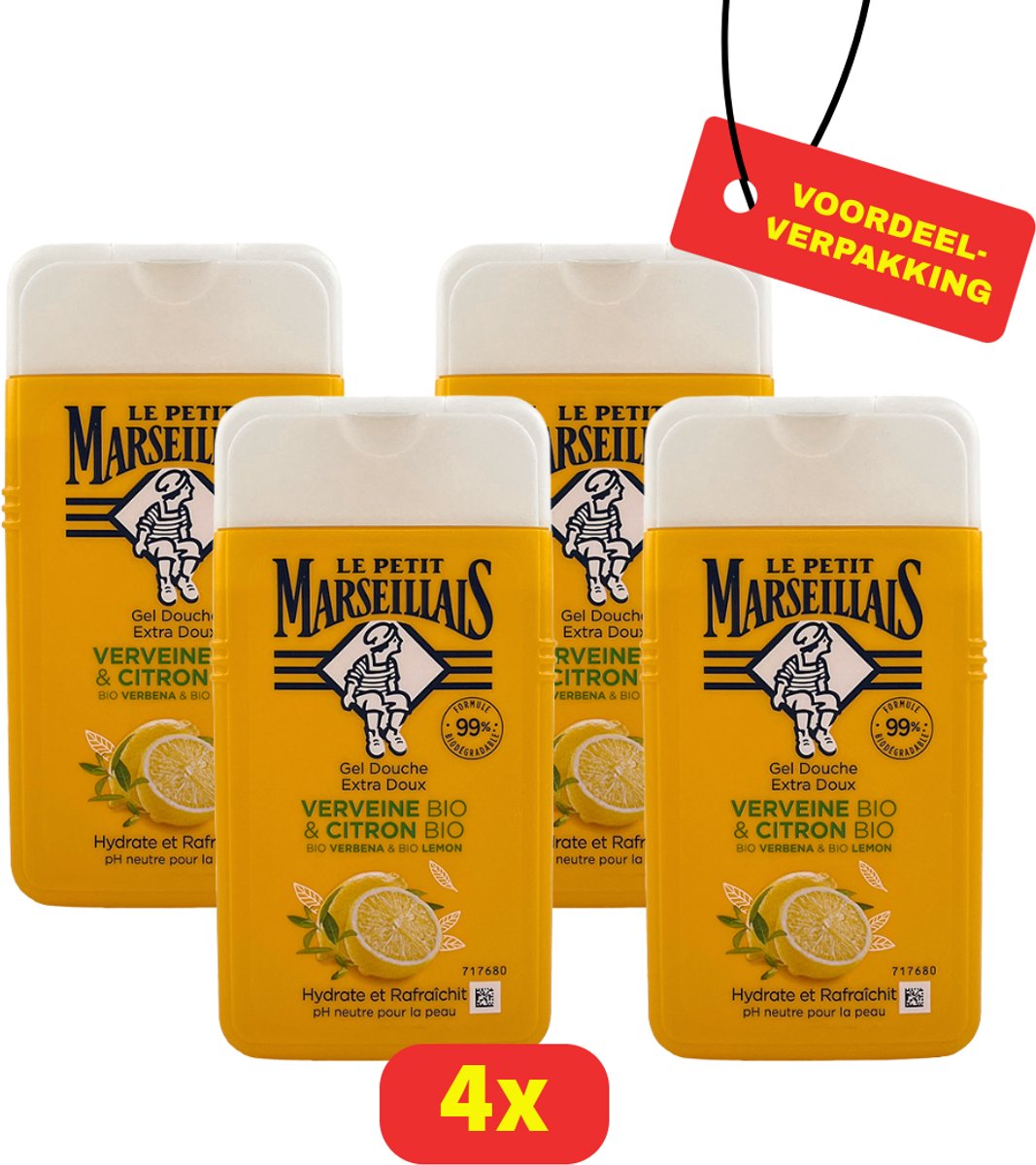 Le Petit Marseillais - douchegel - bio vanillemelk - extra zachte douchegel - 4x - Voordeelverpakking!
