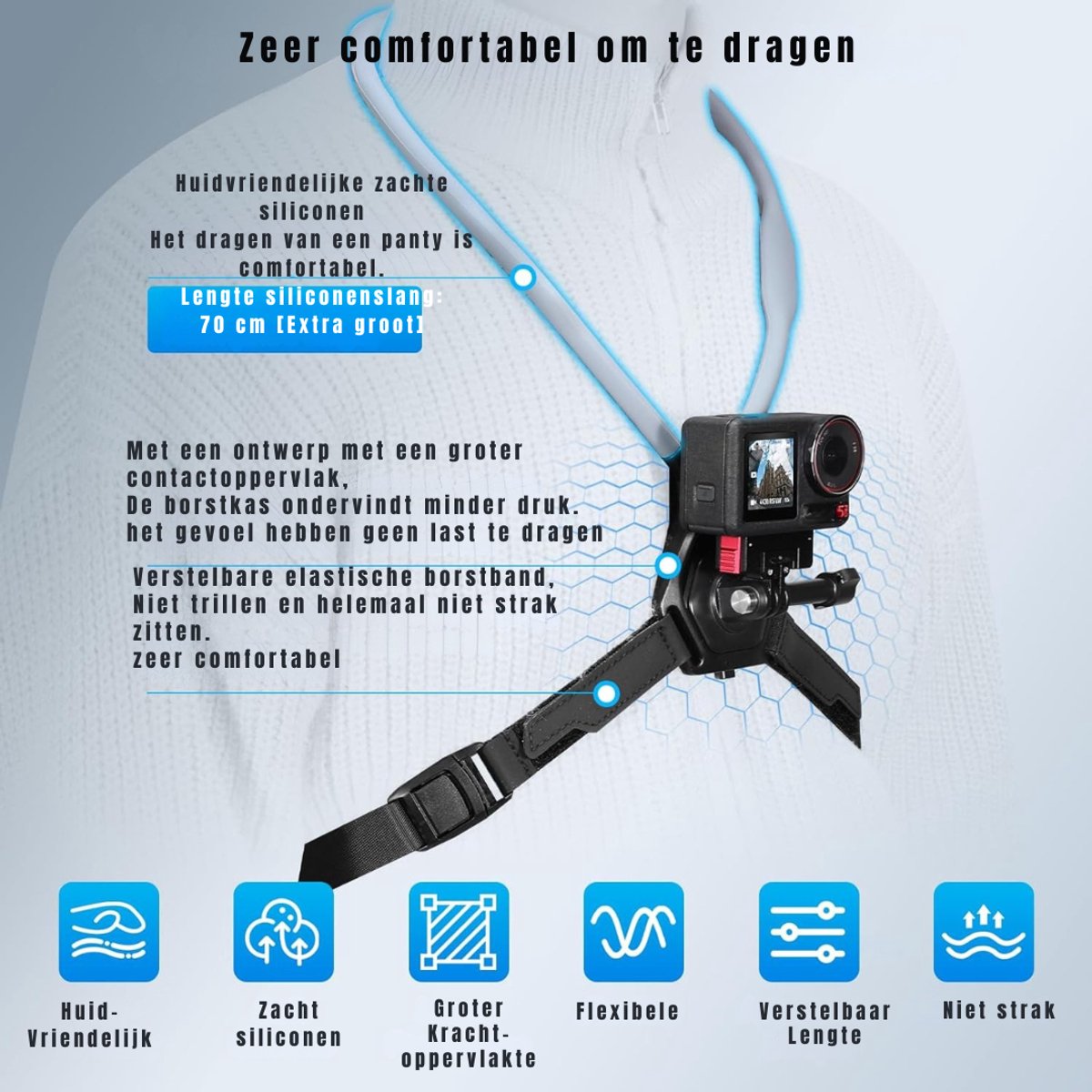 Core® Bodycam met Harnas - Bodycam Camera - Bodycam - Handenvrij POV voor GoPro Hero 13/Insta360 - voor First-Person VLOG- Grijs/ Zwart- 33cm x 21cm x 4cm; 239 g thumbnail 4