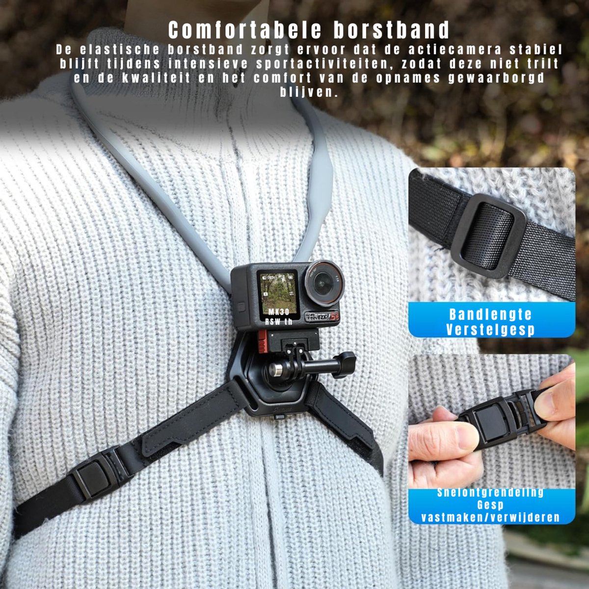 Core® Bodycam met Harnas - Bodycam Camera - Bodycam - Handenvrij POV voor GoPro Hero 13/Insta360 - voor First-Person VLOG- Grijs/ Zwart- 33cm x 21cm x 4cm; 239 g thumbnail 2