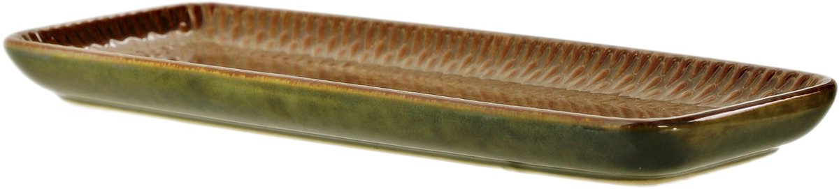 MPLCo - Ombre Insta Serveerschaal - Ovenschaal - Bakvorm - Ovenbestendige Gratin Schotel - Vaatwasser & Magnetron Bestendig - Keramiek - Rechthoek - 25 x 10 x 2 cm - Groen/Bruin