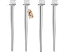 Aufun Paalsteun om in te slaan - L-vormige grondbus - thermisch verzinkt - voor houten palen - 70 cm - zilver - 4 stuks