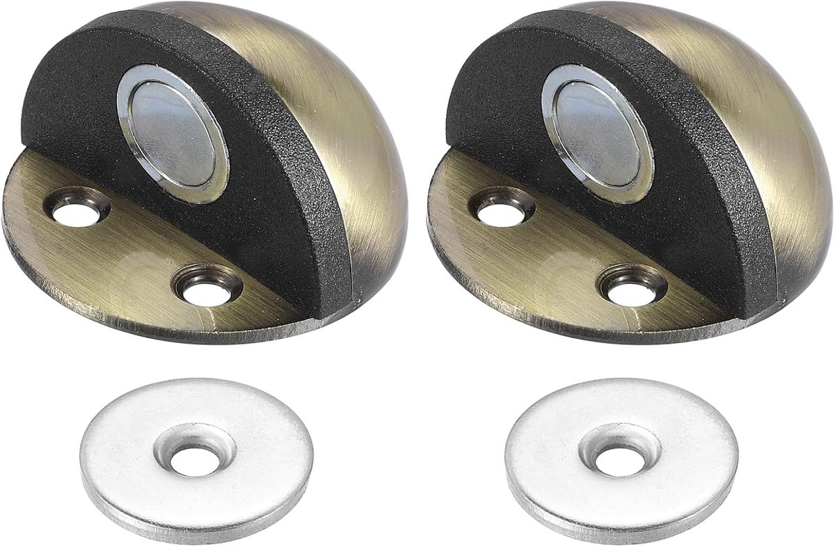 No Drilling Magnet Door Stop - 2Pcs Domed Floor Mounting - Zelfklevende Wandbeschermer - Deurhouder voor Thuis Kantoor Slaapkamer Deur Openhouden - Brons