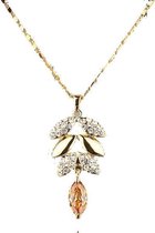 Oranje Swarovski® Kristal - 14k Plated Gold Blad ketting - Dames - 45 cm