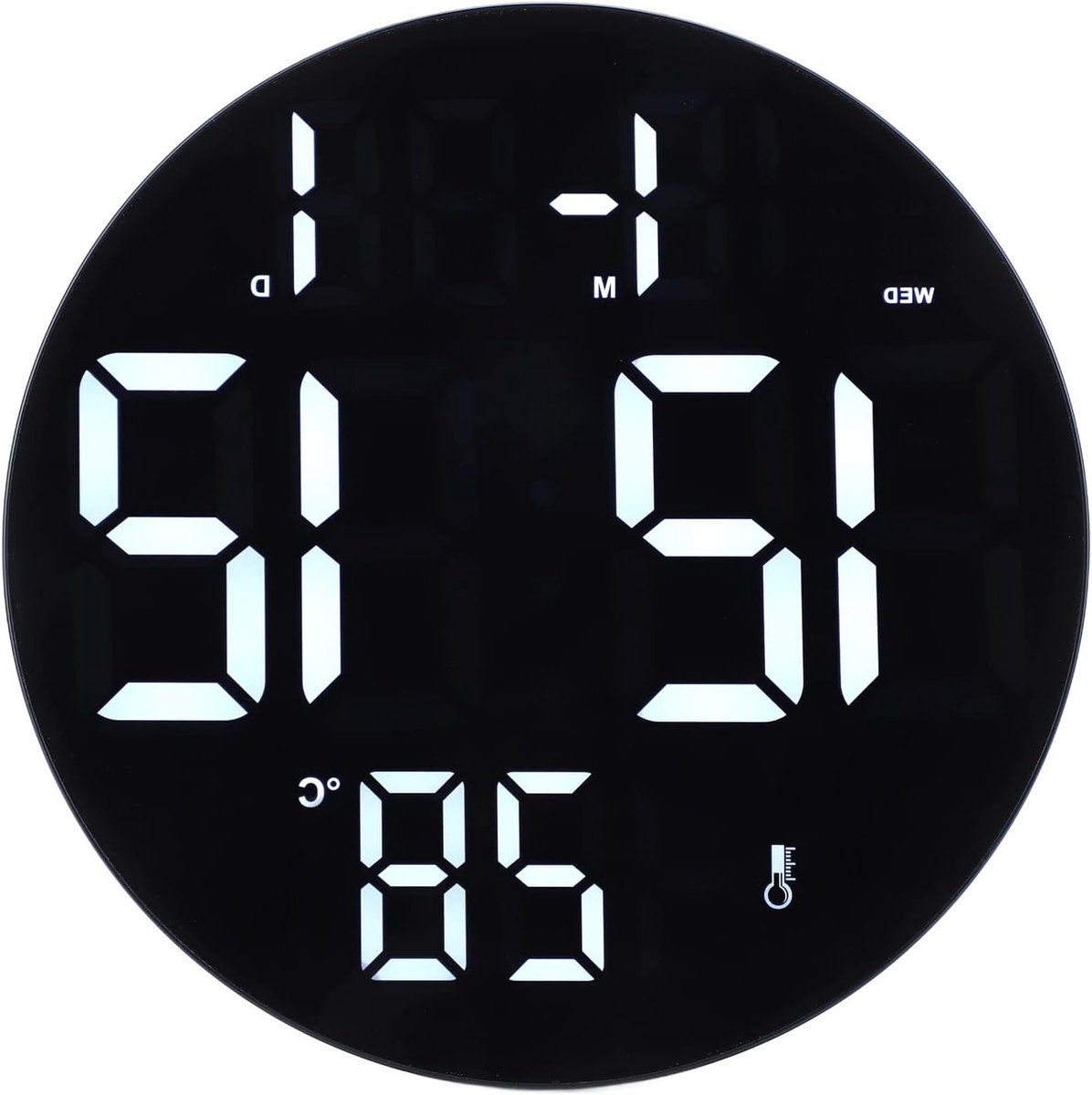 Moderne LED Digitale Wandklok, Batterijgevoede Stille Klok met 12/24 Uur Weergave, Perfect voor Thuis of Kantoor, Makkelijk te Monteren