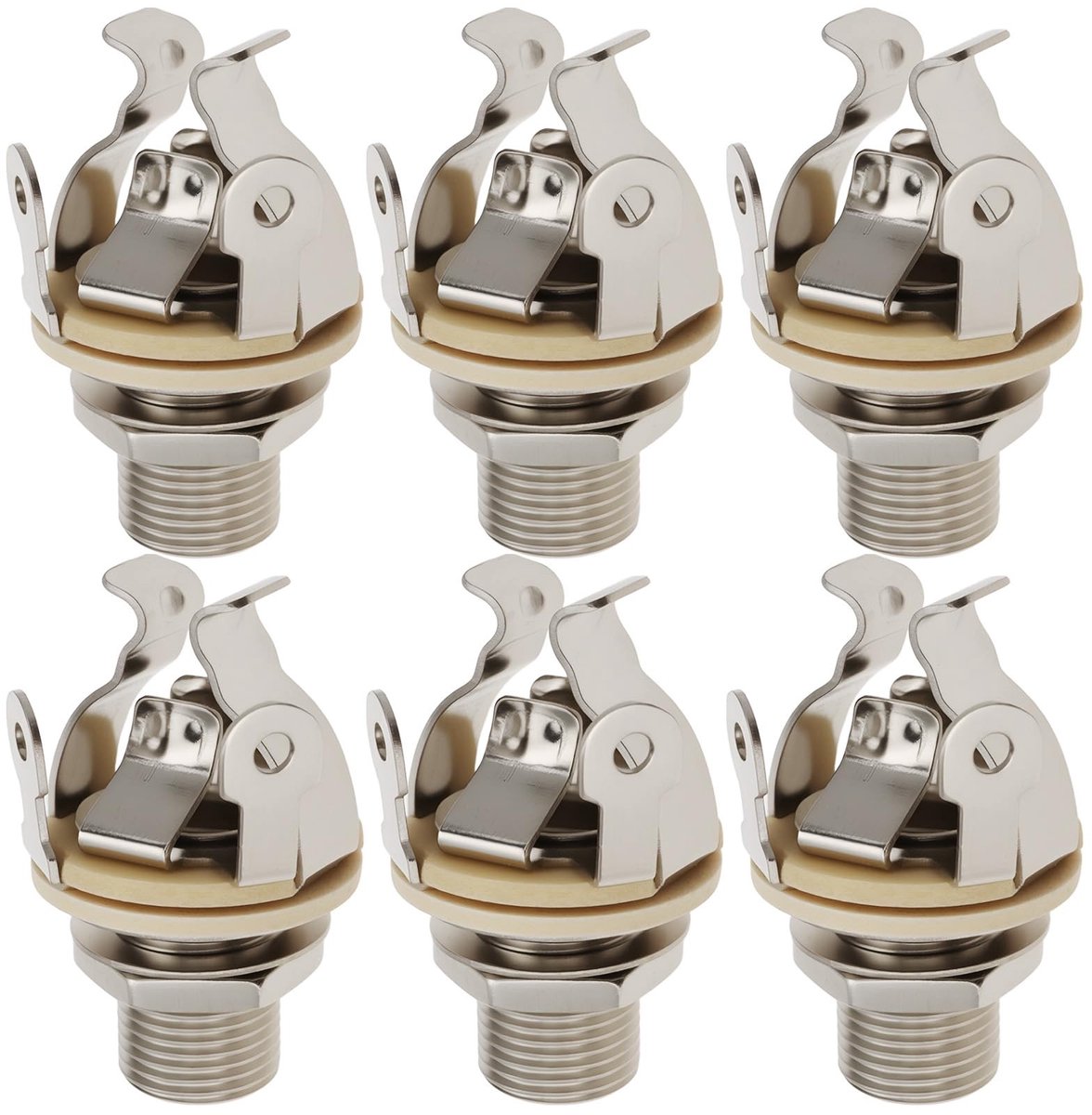 NTH products- Output Jack 6 Stuks - Mono Jack - Geschikt voor Gitaar/Bas - Koper - Eenvoudig te Installeren - Volledig Contact - Gitaarjack