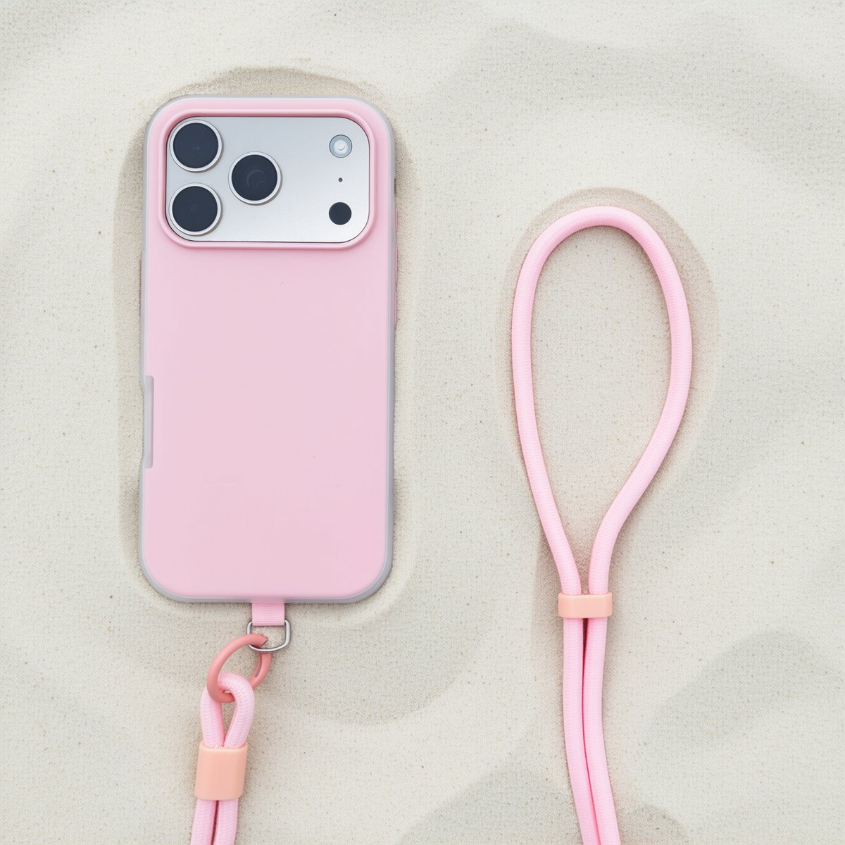 iPhone 17 Pro Hoesje met Verstelbaar Telefoonkoord - Ice Cream Bar Design Case - Frost Look 2-Laags Beschermhoes - Draagbaar om Nek of Schouder - Roze