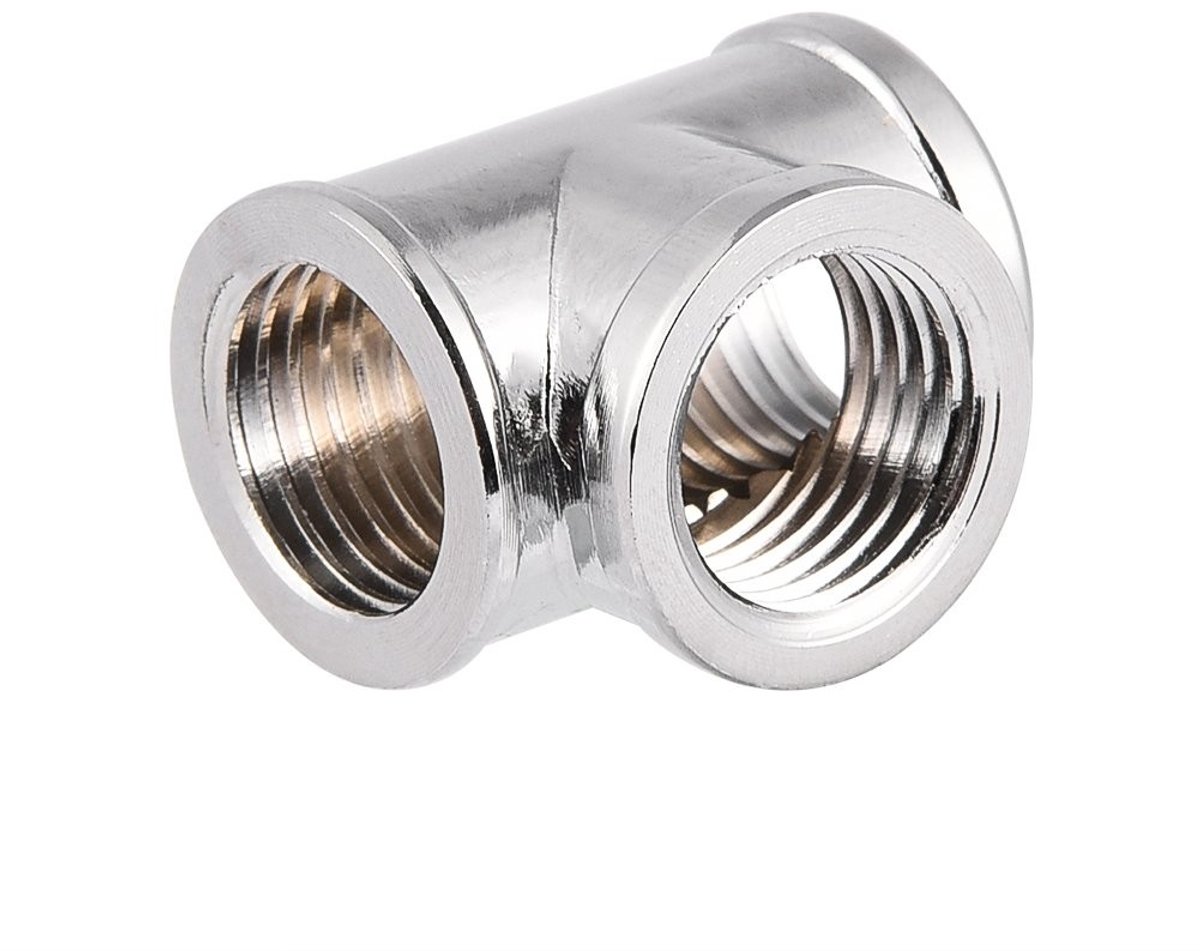 MTTproducts - T-Adapter - 3-Weg - Duurzaam - Chrome - G1/4 Draad - Geschikt voor PC Waterkoeling - ID12.9mm/OD17mm