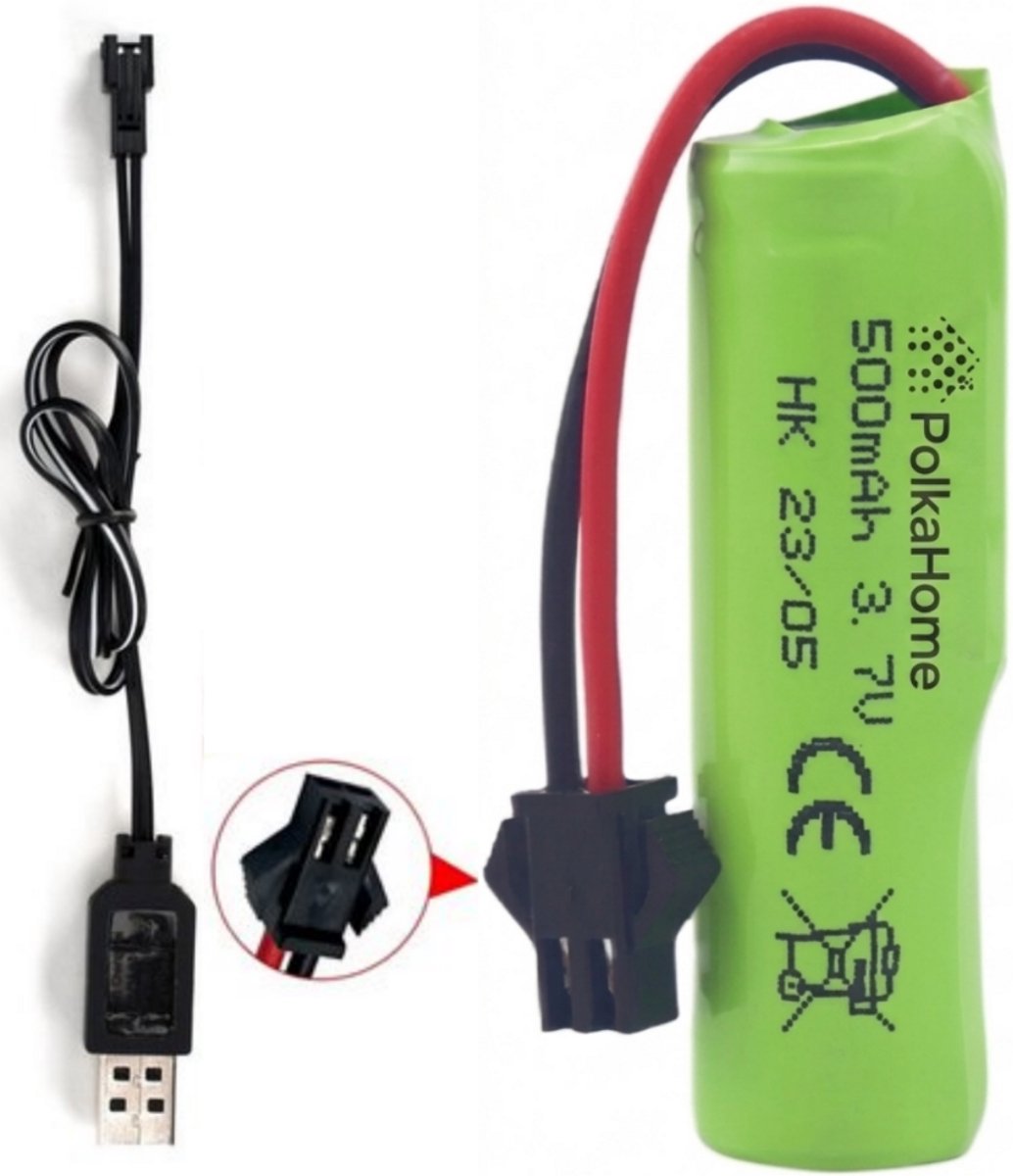 PolkaHome® RC Accu + Oplaadkabel – 14500 Lithium Ion 3.7V 500mAh – 1.85Wh – Accu voor RC Drift Auto — afbeelding 2