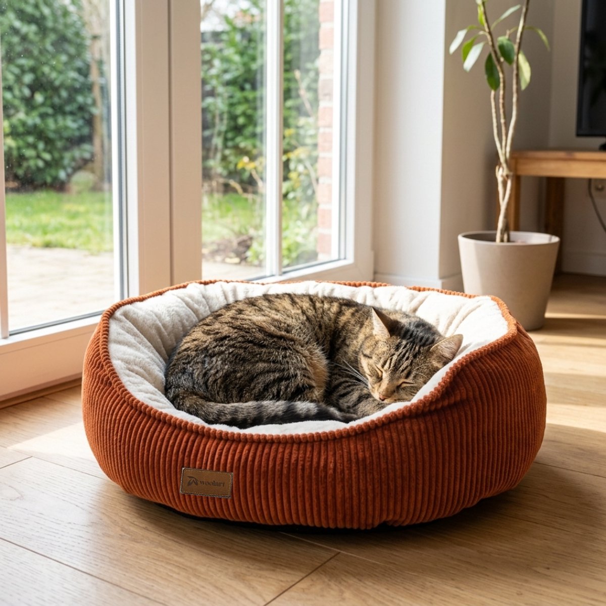 Woolart Hondenmand M - Ribstof met pluche en antislip bodem thumbnail 2