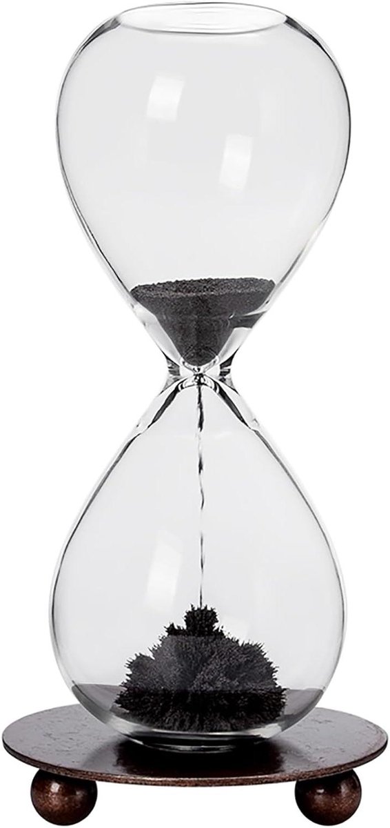 Decoratieve Zandloper - Tijdmeter Bureau - Tijd Beheren - Magnetische Vormen - 17.2 x 7cm - Zwart