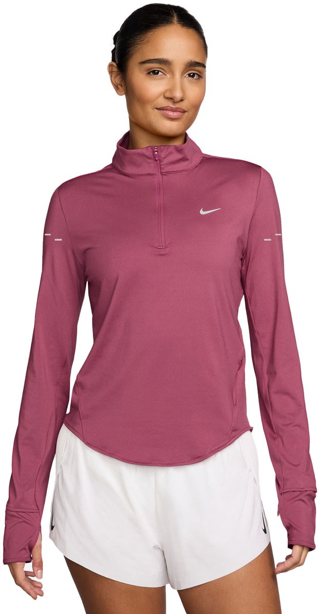 Nike Dri-FIT Swift Longsleeve Half-Zip Dames – Hardlooptop Sportshirt Lange Mouwen Rood