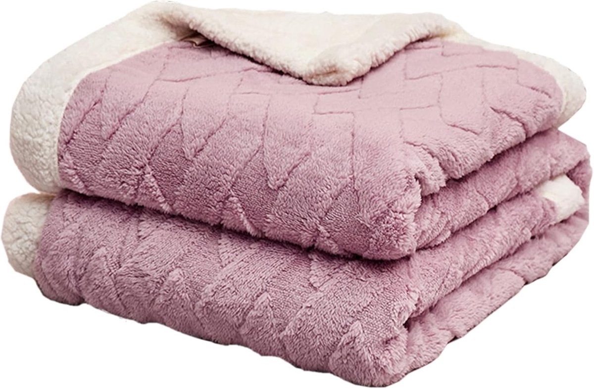 Superzachte Sherpa Knuffeldeken Lila 150x200 cm - Warme Fleece Bank- en Spreideken