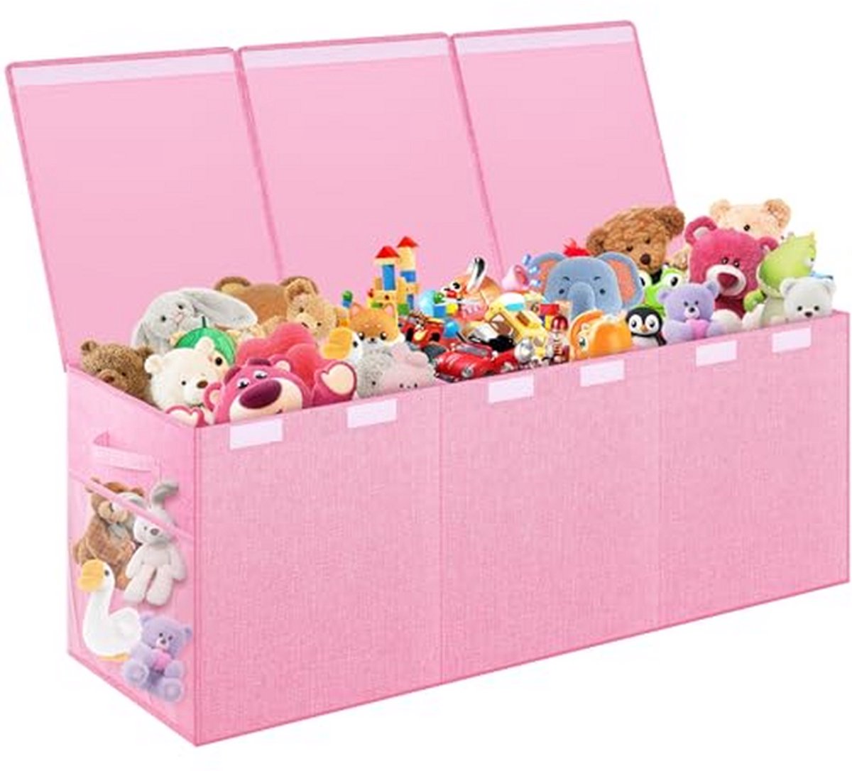 Extra grote opvouwbare speelgoeddoos voor jongens en meisjes - stevige speelgoedopbergorganisatie met gaaszakken, 104 x 35 x 40 cm