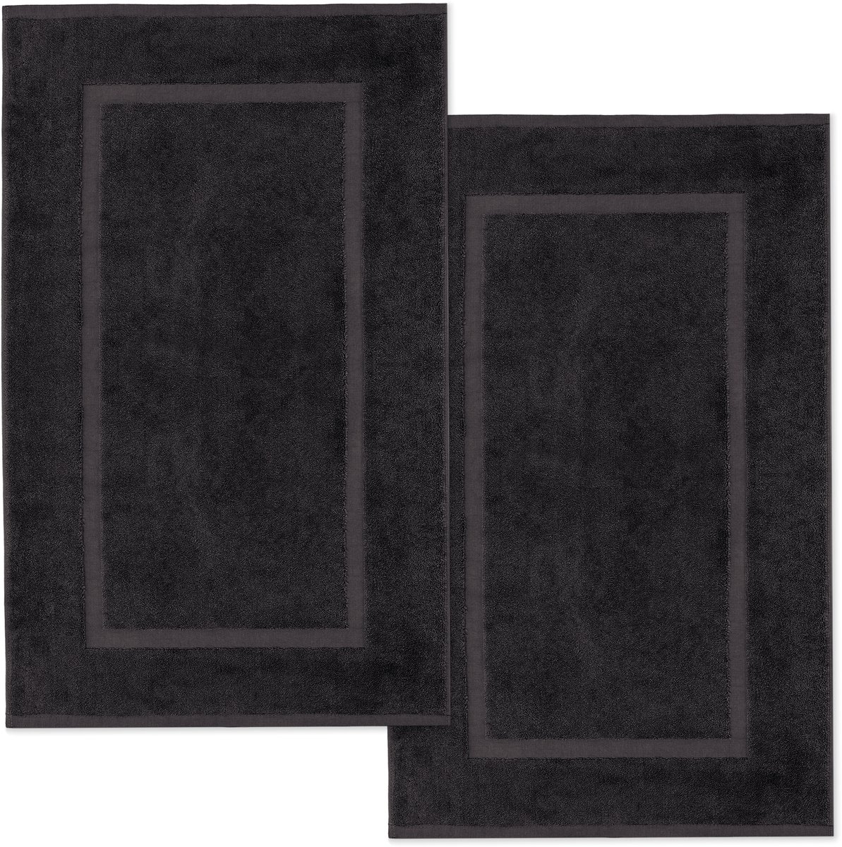 Lavea® Set van 2 badmatten 50x80 cm, zacht en absorberend – 100% katoen, wasbare badkamermatten – ideaal als douche- of badmat – Zwart