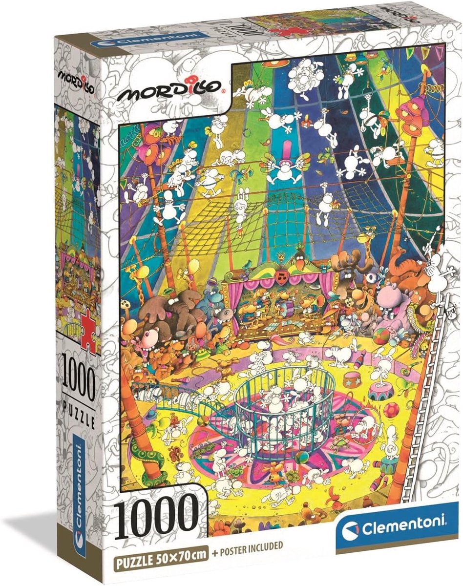 1000 Delen Puzzel Onmogelijk Collectie Komische Scène Compacte Doos met Poster