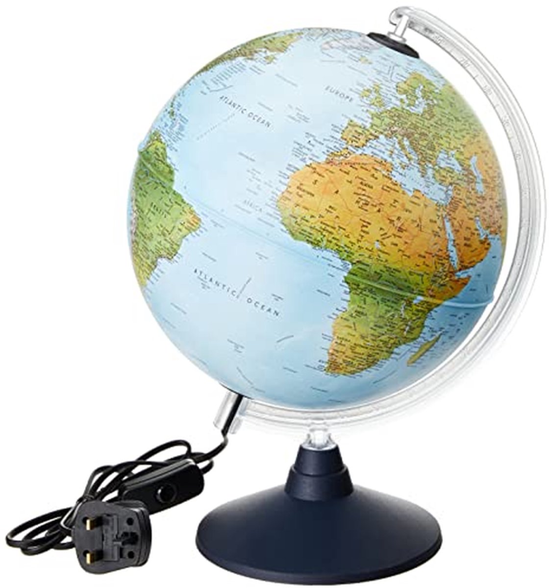Verlichte Wereldbol 25 cm met Politieke en Fysieke Kenmerken - Ideaal voor Thuis en Educatie