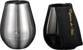 Copain de Vin VinVoyage Silver/Zilver – Draagbaar Kristallen Wijnglas met Luxe Beschermcase – Single Pack – Premium Wijncadeau