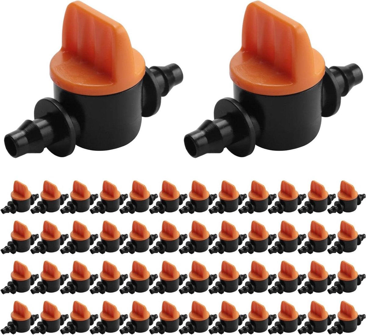 Mini buisventiel - Slang regelaar - Planten water geven - Eenvoudige installatie - 50 stuks - Oranje