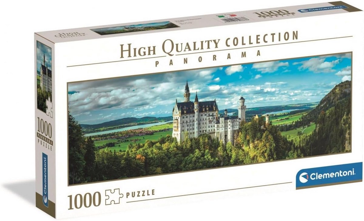 1000-Delige Puzzel Kasteel Neuschwanstein 98x33 cm Unieke Vorm Italiaanse Kwaliteit