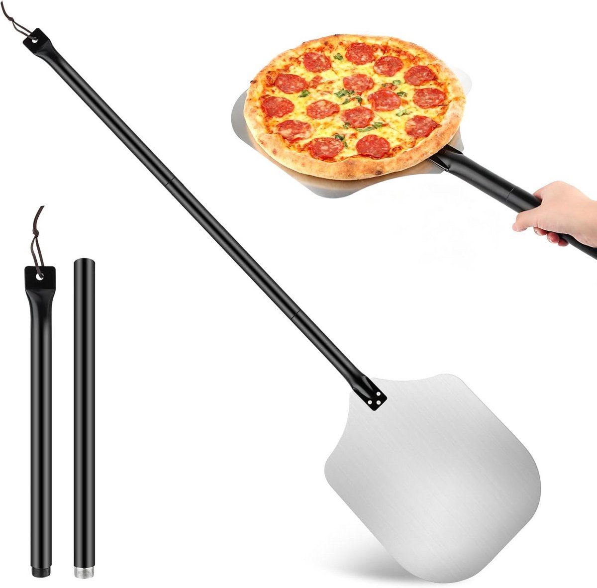 Pizza Shovel, 12 Inch Stainless Steel Pizza Shovel, Pizza Shovel for Short Pizza, Pizza Shovel for Hanging, for Oven, Bread, Cake