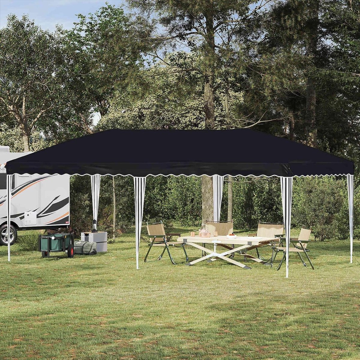 Pop-up Partytent - Paviljoen Tent - Buitenfeesten Organiseren - Waterdicht UV-beschermend - 575 x 290 x 245 cm - Antraciet