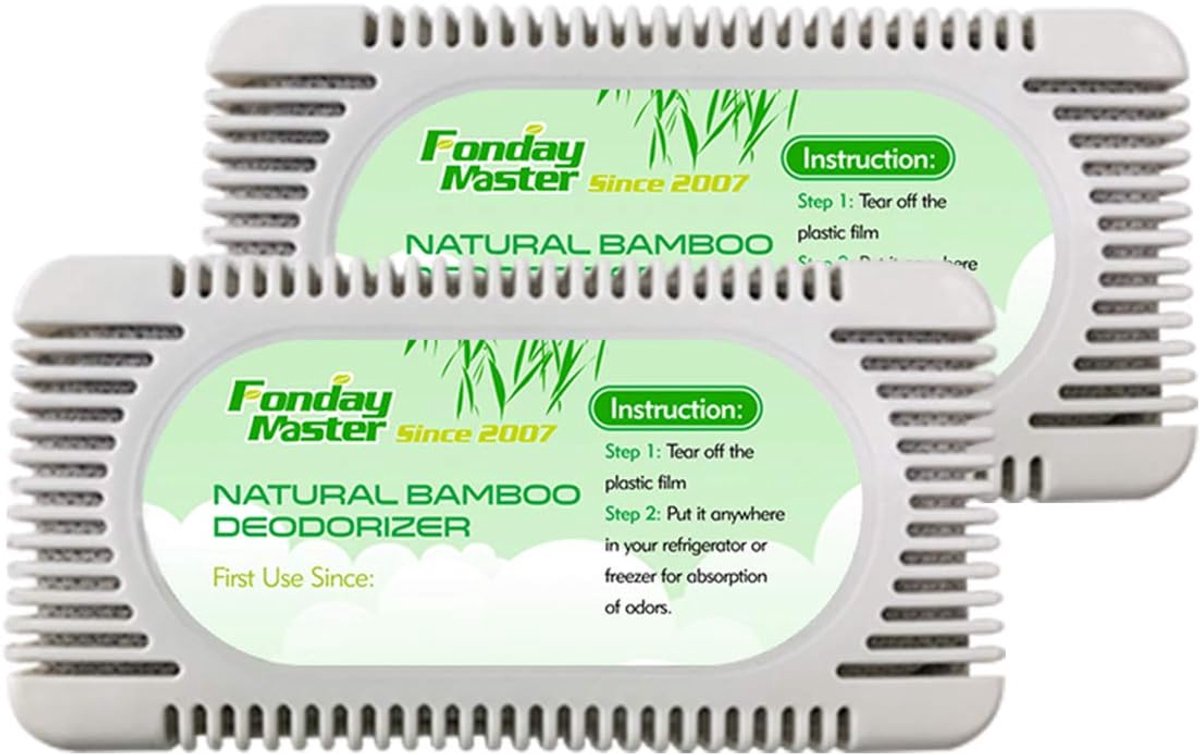 Koelkast Deodorizer - Geur Eliminator - Frisse Ruimte - Natuurlijke Bamboe Houtskool - 2 Stuks - Natuurlijk