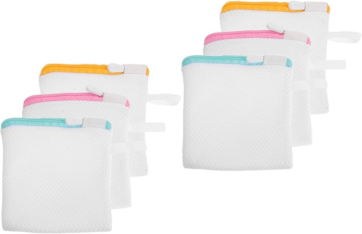 Mini Waszakken - Wasnetjes - Delicate Was - Met Ritssluiting - 6 Stuks - Diverse Kleuren