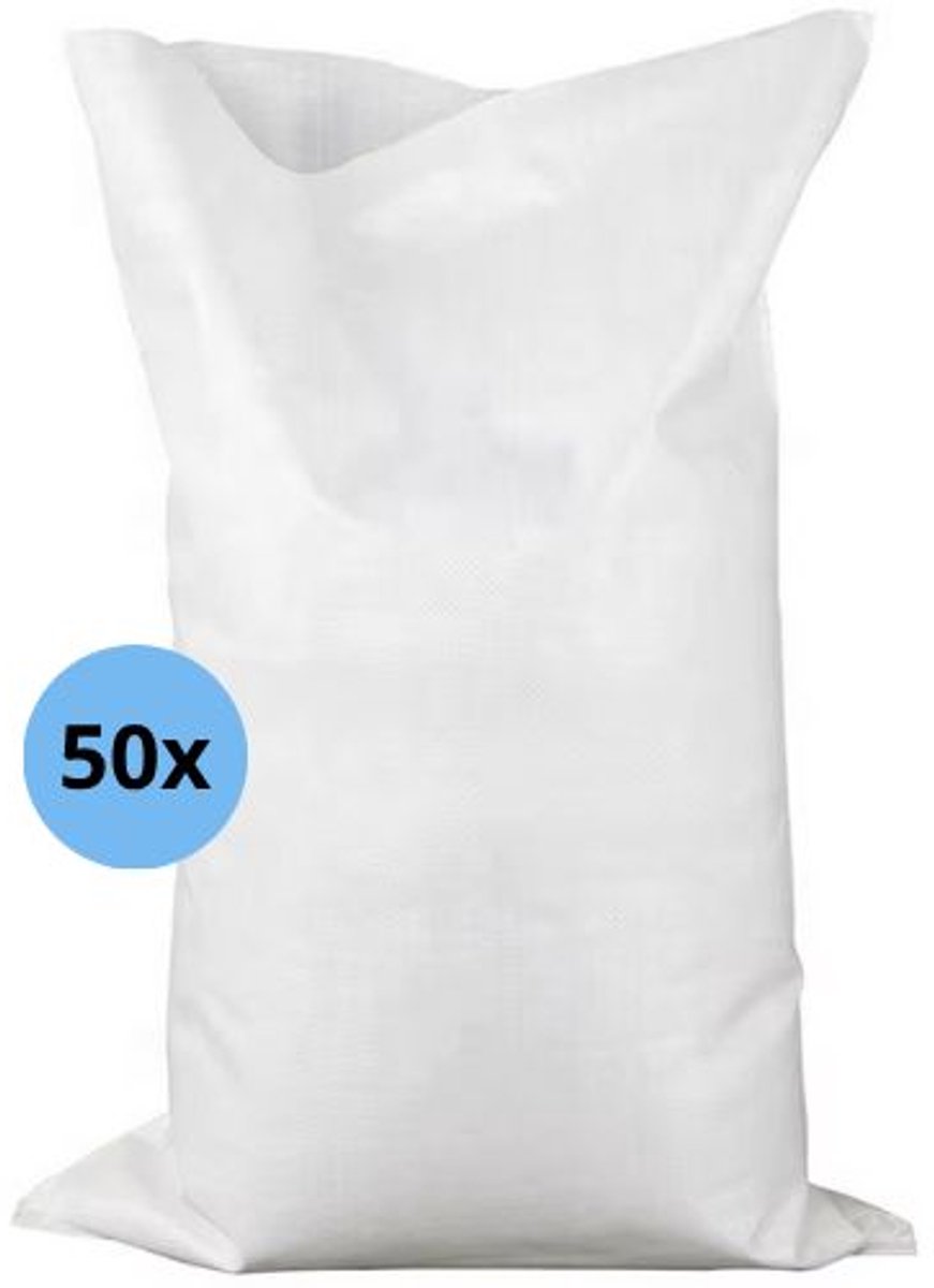 Zandzakken 50 stuks – 35 x 60 cm - Wit incl. sluitingsriem - Scheur- en slijtvast geweven Polypropyleen (PP) - Tegen wateroverlast - Overstromingsbescherming - Ongevuld