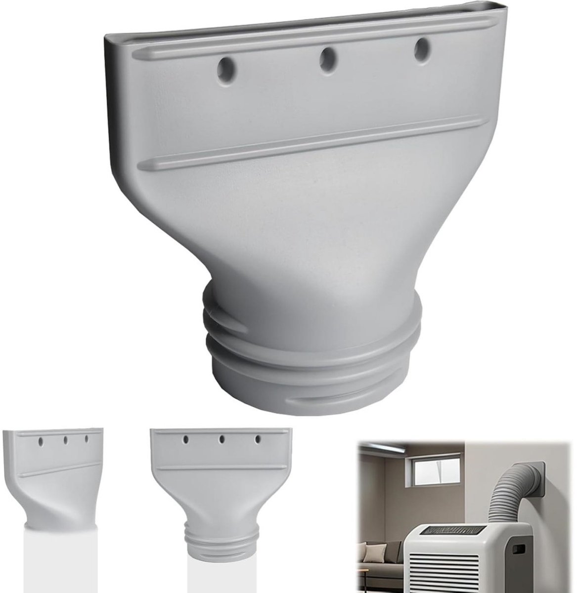 GELLDG Klimaanlage Abluftschlauch Adapter Flach - Mobiele Airco Uitlaatadapter 130mm/150mm - Geschikt voor Venster, Droger en Auto - Plat Design voor Optimale Luchtstroom - 26x23x2,5cm - Kunststof