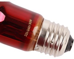 Reptielen Warmtelamp - Infrarood Lamp Hittebron - Terrarium Klimaatbeheersing - Continue 24-uurs Warmte - 60W - Rood