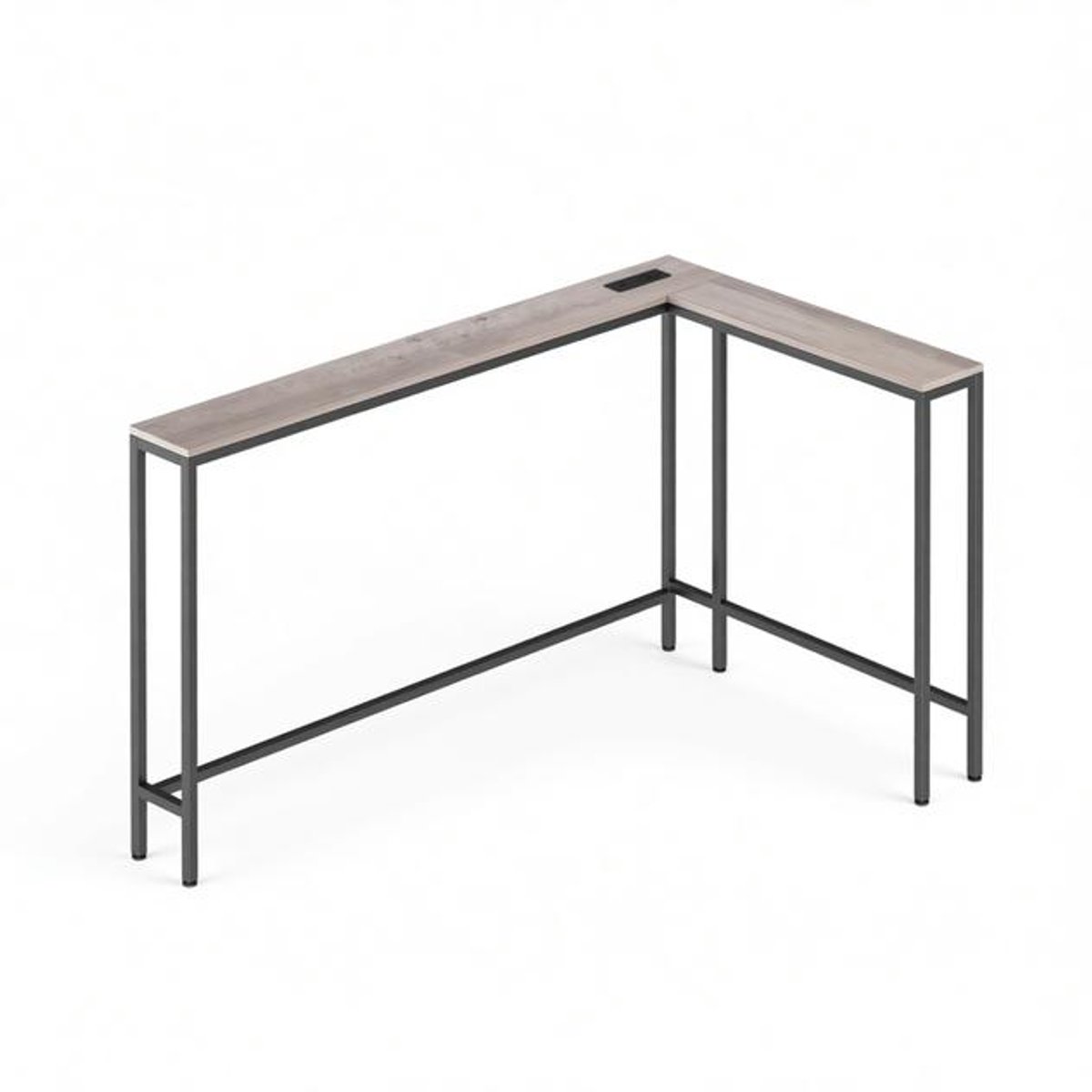 Smalle consoletafel 180 cm – L-vormige ingangstafel met 3 combinatiemodi, 1 stopcontact en 2 USB-poorten,Grijs.