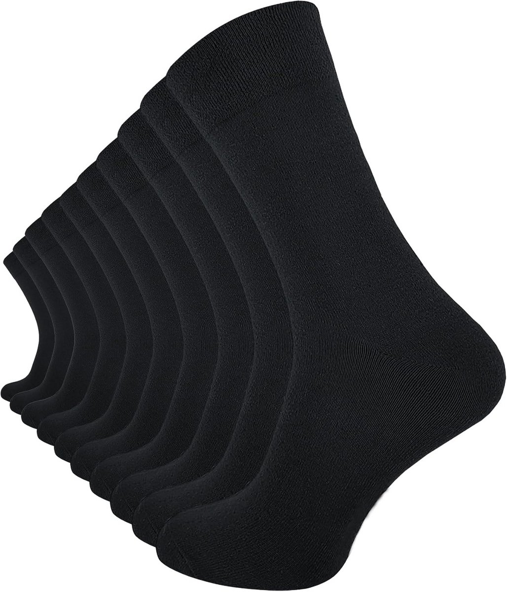 Cotton Prime 10 paar comfortsokken zonder elastische tailleband en naad, 80% katoen, comfortabele gezondheidssokken met comfortabele band voor dames en heren