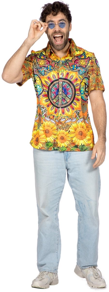 Party Hippie Shirt Zonnebloem Heren - Maat L-52/54