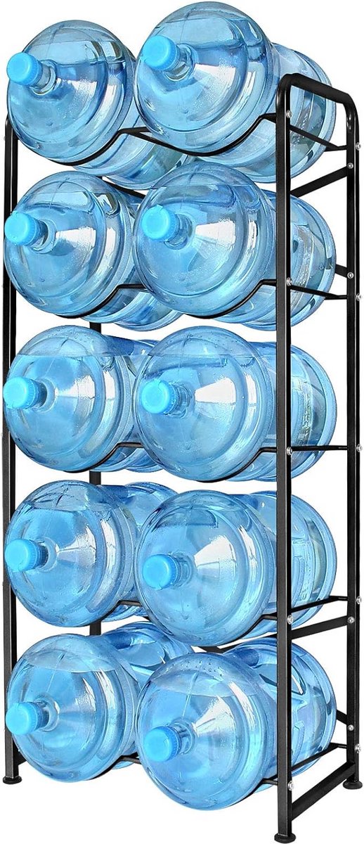 5-laags Stalen Waterfles Opbergrek voor 10 Gallon Waterkannen - Zwart