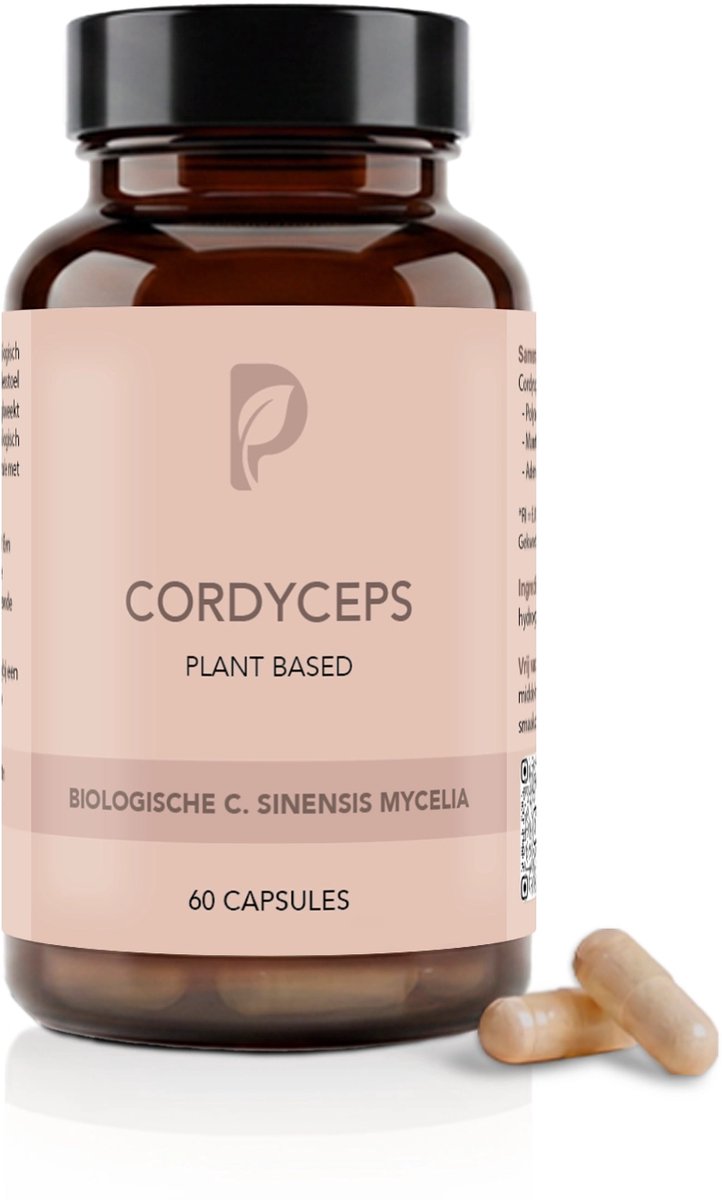 Plant Based Body – Cordyceps Capsules – Biologisch Cordyceps Sinensis Extract – Ondersteunt Energie, Uithoudingsvermogen en Vitaliteit – Paddenstoel – Adaptogeen – Gekweekt volgens biologische teelt – 60 Vegan Capsules