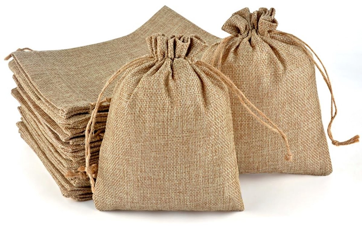 Cosensi- Trekkoord Zakken 20 Stuks - Linnen Geschenkpakket - Jute Zakjes - Sieraden Zakje - Goodie Verpakking - 20x30cm - Geschenkzak