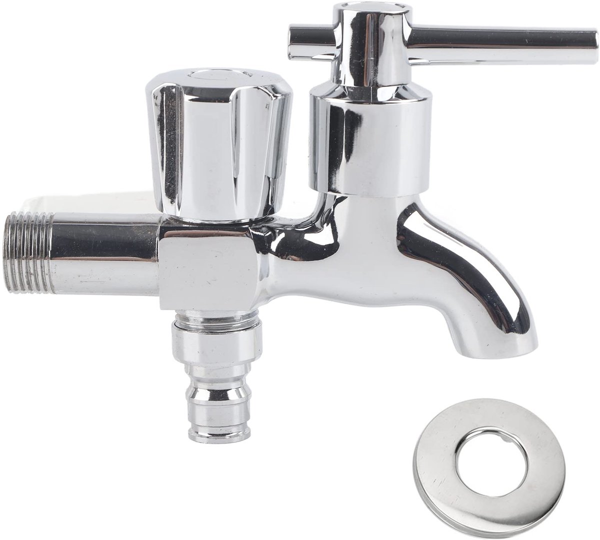 Cosensi- Waterkraan G1/2in - Dubbele Uitloop - Koude Waterkraan - Messing/ABS - 72 x 120 mm - 0-90 ℃ Werktemperatuur - Wasmachinekraan