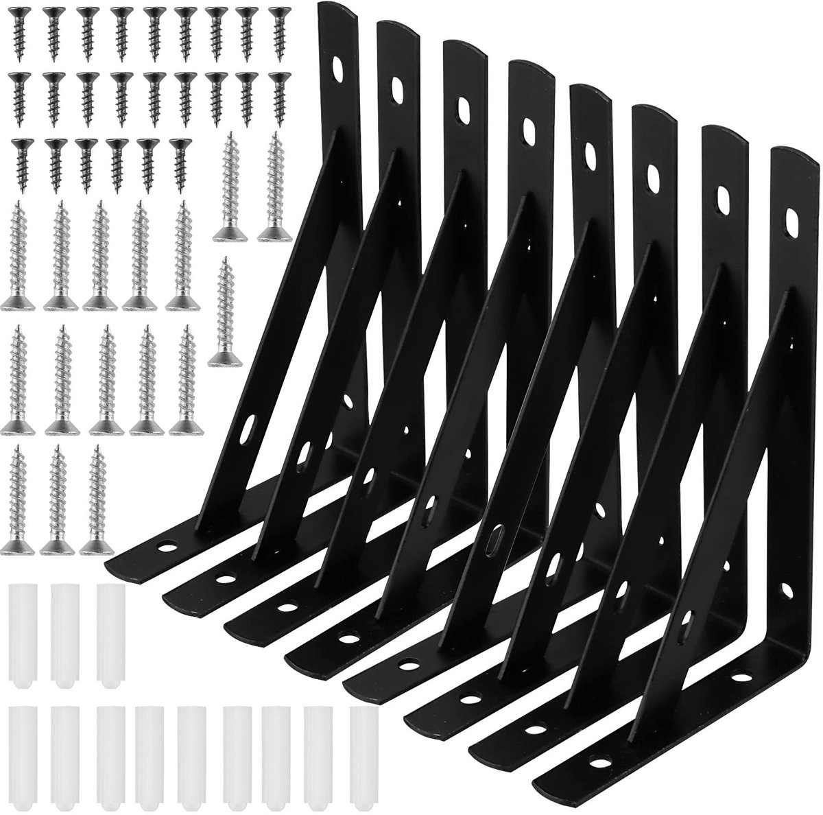 Cosensi- Plankdragers 150mm - Wandplank Beugel - Driehoekige Planksteun - Schokbestendig - Zwart - Inclusief Schroeven - Planksteunen