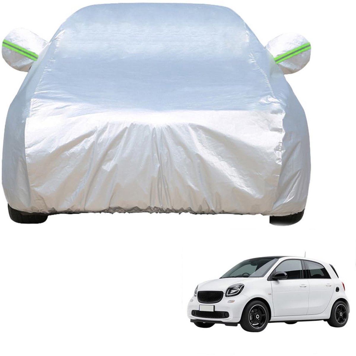 Cosensi- Autoafdekzeil Waterdicht - Autohoes voor Binnen/Buiten - UV-bestendig - 210T Polyester - Compatibel met S-mart Forfour 2006-2025 - Zilveren Bescherming