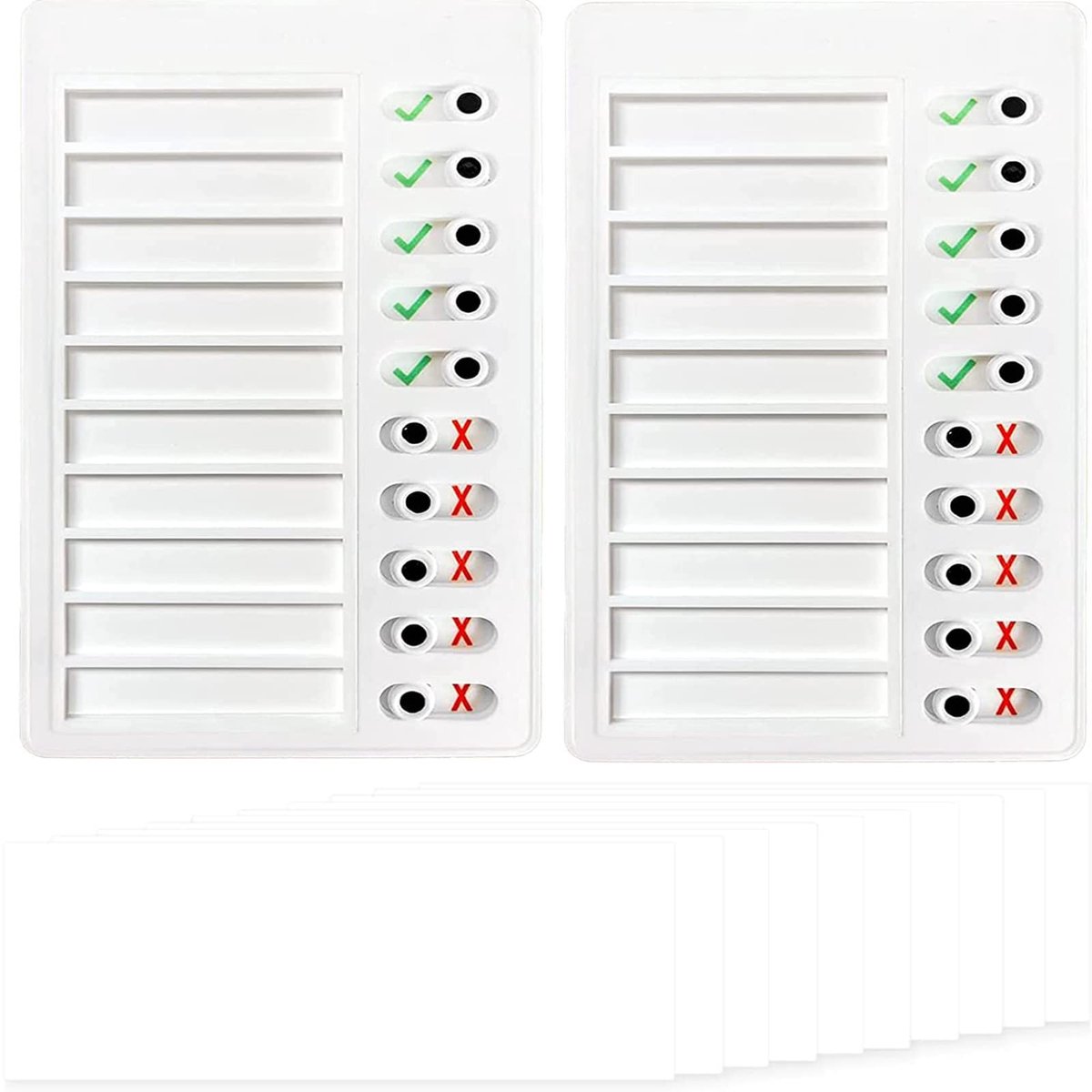 Cosensi- Checklist Herbruikbaar - Memo Kaartschema - Notitieblok met 10 Blanco Pagina's - Schuifregelaar - Set van 2 Stuks - Plastic - To-do Lijst