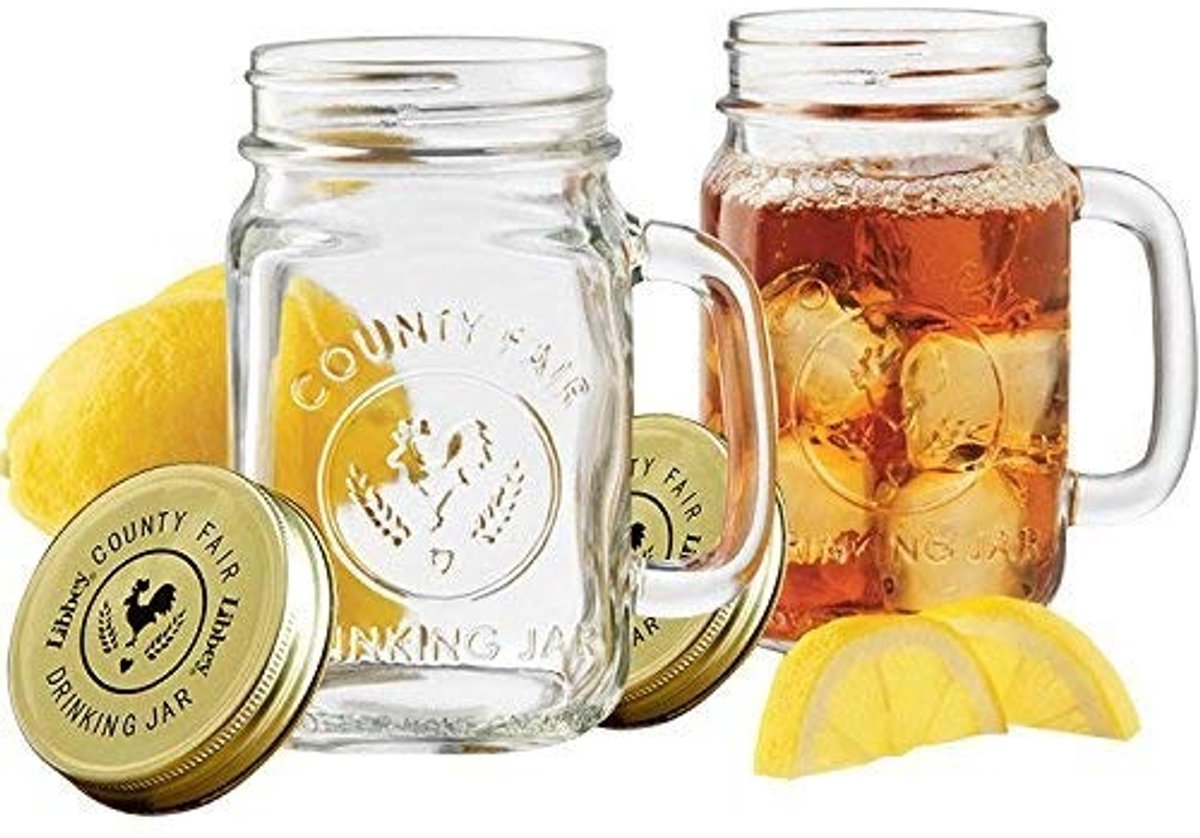 Cosensi- Weckpot 480 ml - Inmaakpot - Weckpot met deksel - Robuust roestvrij staal - Set van 2 - Vintage charme - Drinking Jar