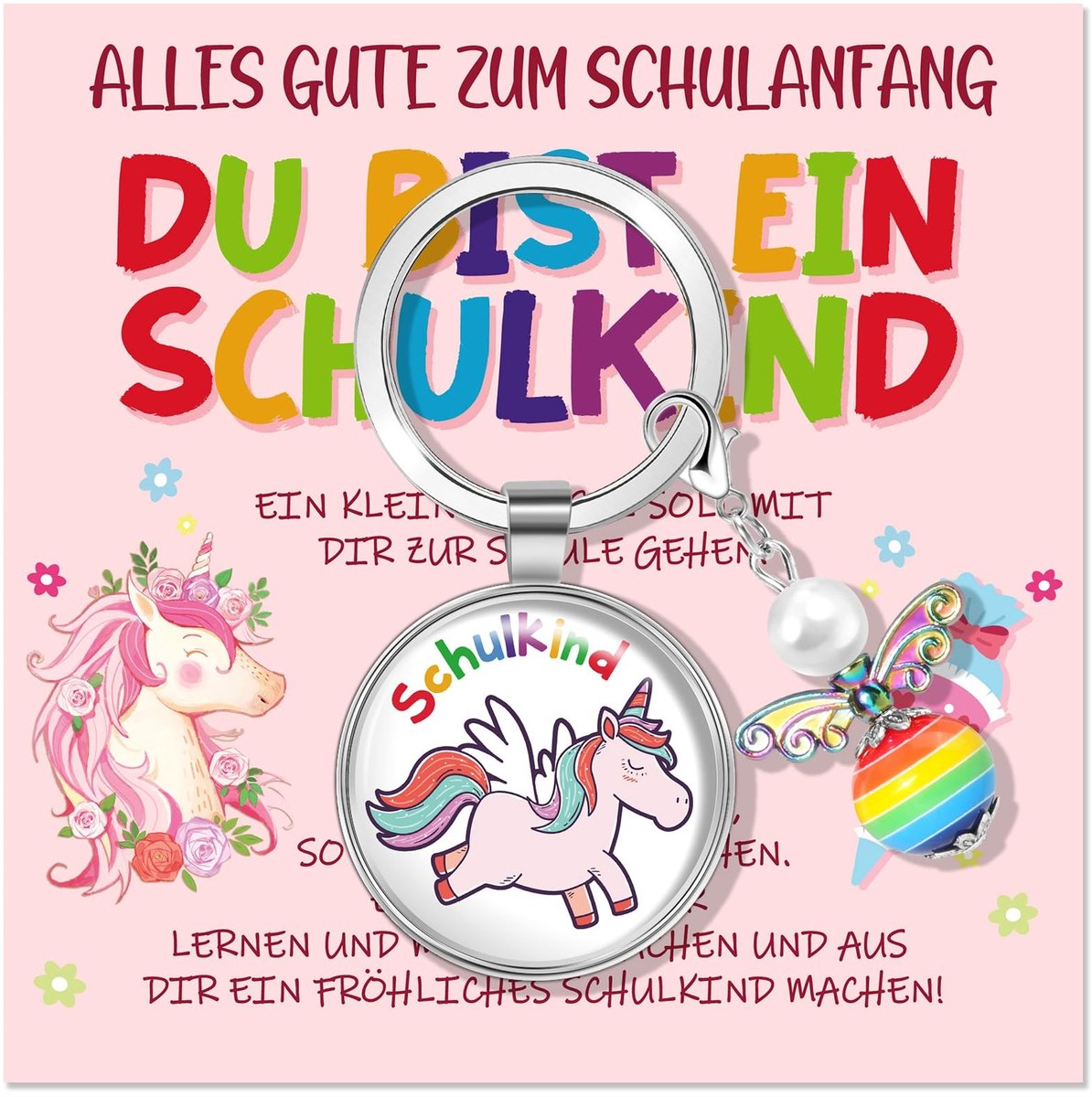 Cosensi- Sleutelhanger Beschermengel - Geluksbrenger - Eenhoorn - Schoolcadeau - Creatieve Decoratie - Hoogwaardig Roestvrij Staal