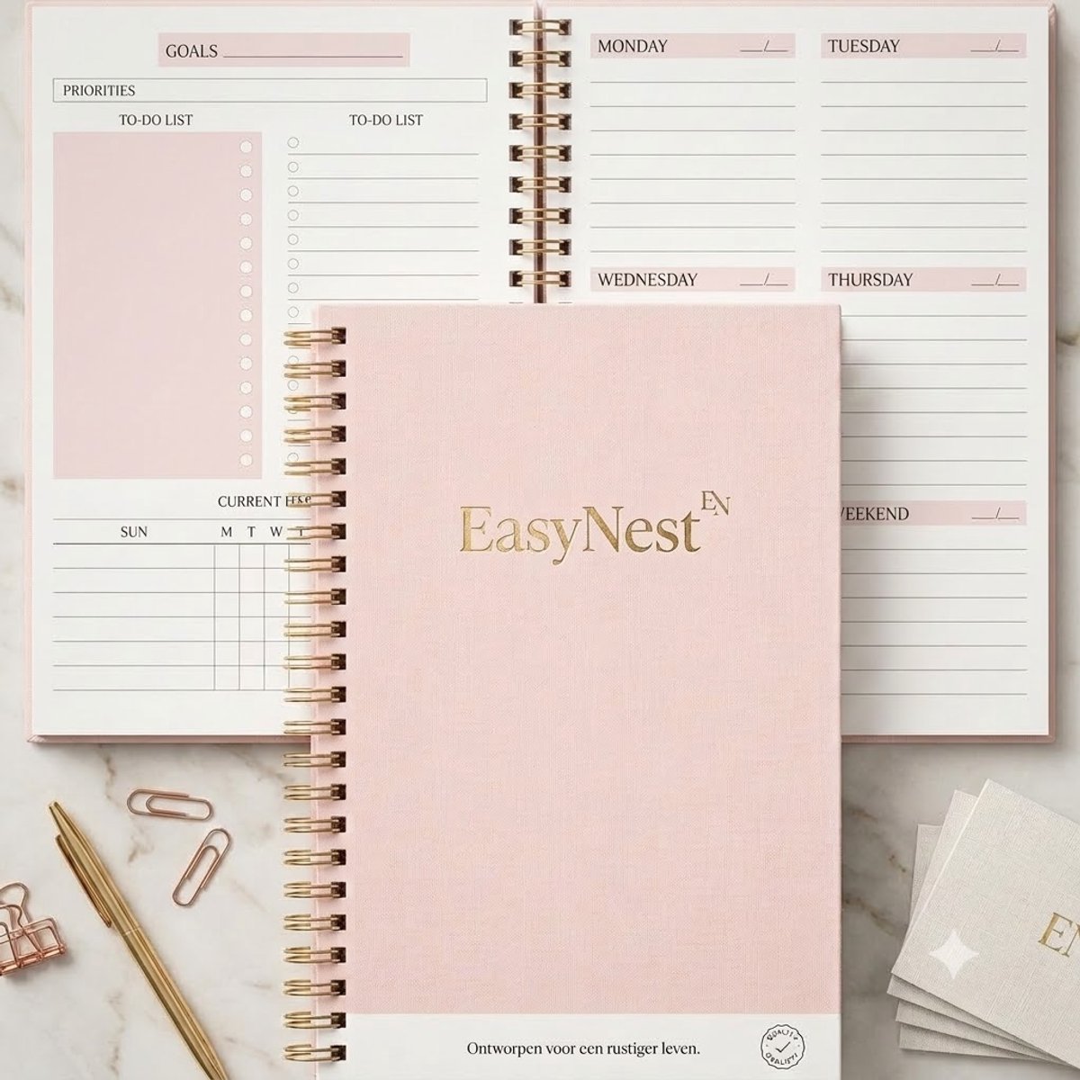 A5 Ongedateerde Planner Agenda – Spiraal Weekly Notebook voor Planning, Studie en Doelen – Daily & Weekly Organizer