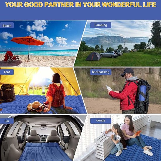 Kampeer slaapmat - Luchtbed mat - Comfortabel slapen - Snel op te blazen - Compact op te bergen - Blauw — afbeelding 4