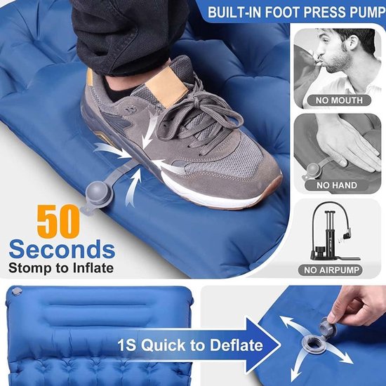 Kampeer slaapmat - Luchtbed mat - Comfortabel slapen - Snel op te blazen - Compact op te bergen - Blauw — afbeelding 5