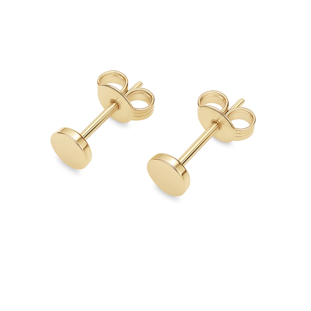 14kt - Geelgouden Oorstuds met Ronde Top 5 mm - 0,8 mm Staaf Dikte - 14 Karaat Gouden Oorbellen voor Dames - Minimalistische Oorknopjes - Echt Goud (585) - Inclusief Echtheidscertificaat