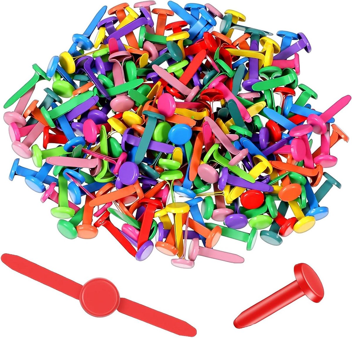 Kleurrijke Patroonklemmen - Mini Brads - Hobby en Knutselen - Met Ronde Kop - 200 Stuks - Veelkleurig